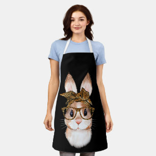 Tablier Mignonne Lapin de Pâques Maman Pâques Léopard Anné