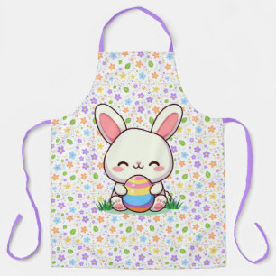 Tablier Mignonne lapin de printemps/Pâques avec oeuf