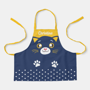 Tablier Mignonne Pois Visage de chat tout-en-dessus Impres