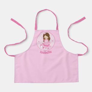 Tablier Mignonne Princesse Rose Purple Coeurs Filles Monog