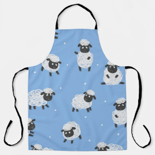 Tablier Mignons moutons blancs : agneaux vintages.