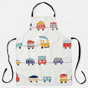 Tablier Mignons trains colorés sans couture motif.