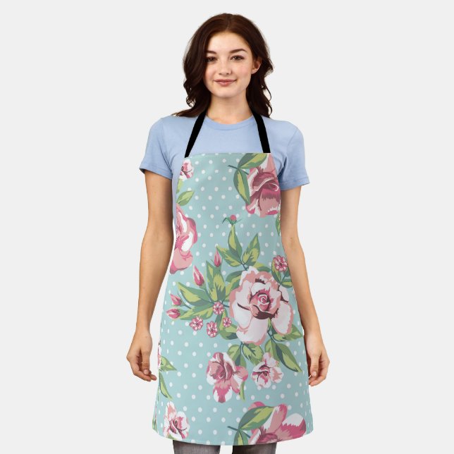 Tablier Mini scandinave rétro motif fleurs mignonnes (Porté)