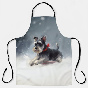 Tablier Miniature Schnauzer Noël neige hiver