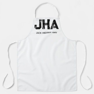 TABLIER MINIMALIST BLACK THREE LETTER MONOGRAM NAME WHITE