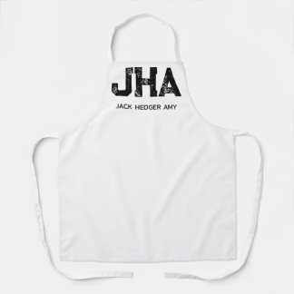 TABLIER MINIMALIST BLACK THREE LETTER MONOGRAM NAME WHITE