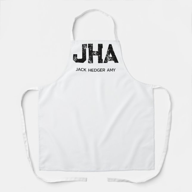 TABLIER MINIMALIST BLACK THREE LETTER MONOGRAM NAME WHITE (Recto)