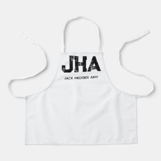 TABLIER MINIMALIST BLACK THREE LETTER MONOGRAM NAME WHITE