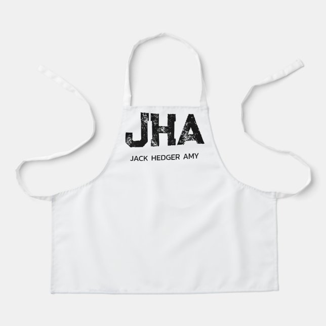 TABLIER MINIMALIST BLACK THREE LETTER MONOGRAM NAME WHITE (Recto)