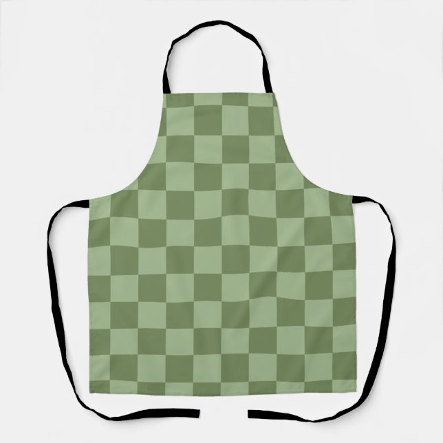 Tablier Minimalist Sage Green Checkerboard Pattern (Recto)
