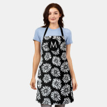 Minimaliste Groovy Noir et Blanc Monogramme Daisy