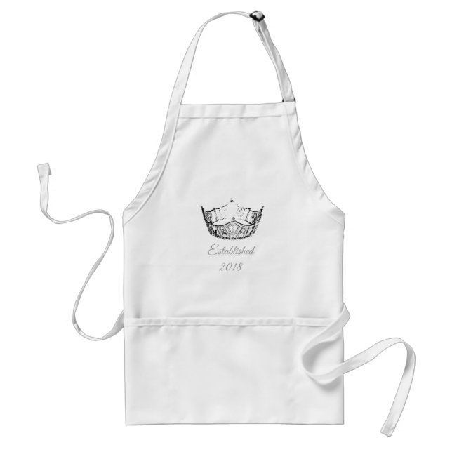 Tablier Miss America B&W Crown Apron Date de création (Devant)