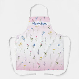 Tablier Mme Bride sera Fleur sauvage rose blanc dégradé
