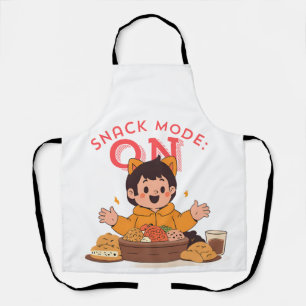 Tablier Mode Snack : ON - Caractère de dessin mignon avec 