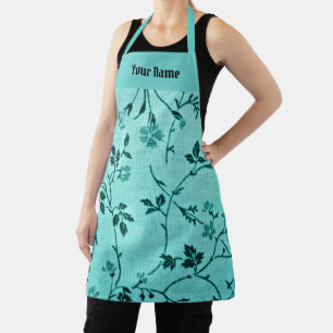 Tablier Modèle à motif floral turquoise