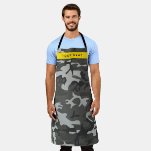 Tablier Modèle de camouflage gris, Votre nom, Personnalise