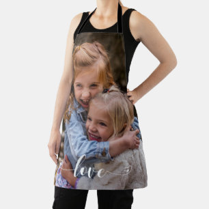 Tablier Modèle de photo personnalisé Famille Amour Script