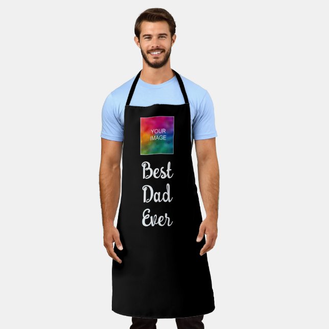 Tablier Modèle d'image texte personnalisable Meilleur papa (Porté)