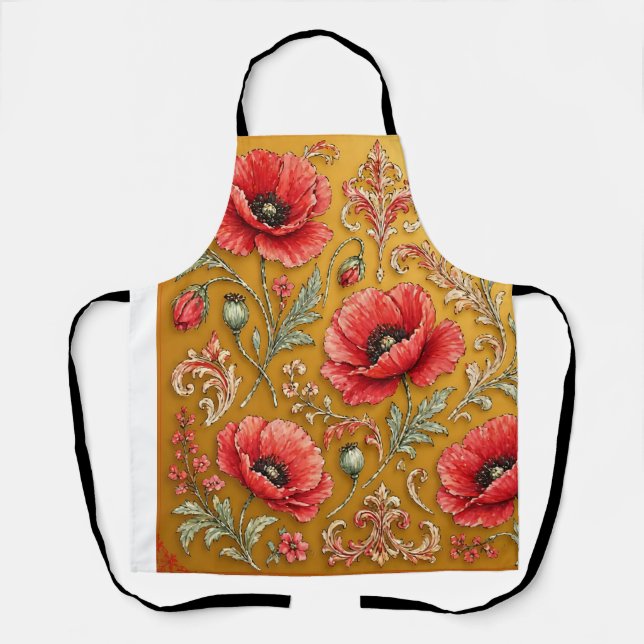 Tablier Modèle fleur de pavot doré (Recto)