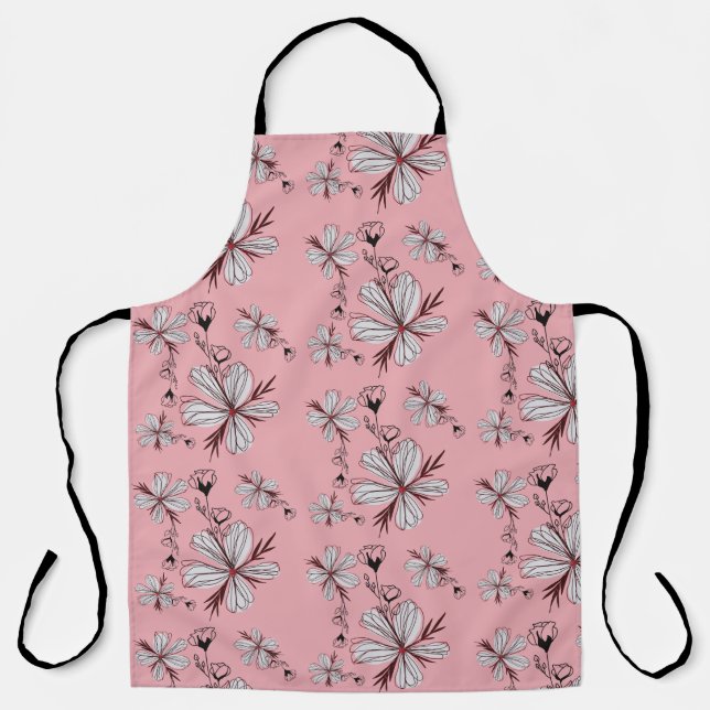 TABLIER MODÈLE FLORAL ARRIÈRE - PLAN ROSE (Recto)