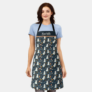 Tablier Modèle floral bleu Halloween personnalisable