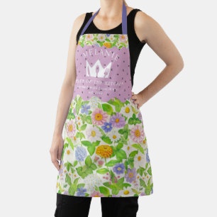 Tablier Modèle floral fleur sauvage Reine de la cuisine
