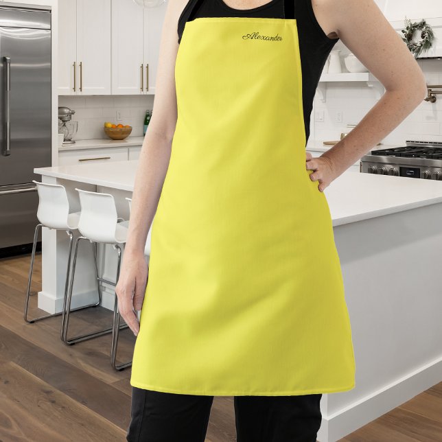 Tablier Modèle jaune clair moderne, Script noir (Créateur téléchargé)
