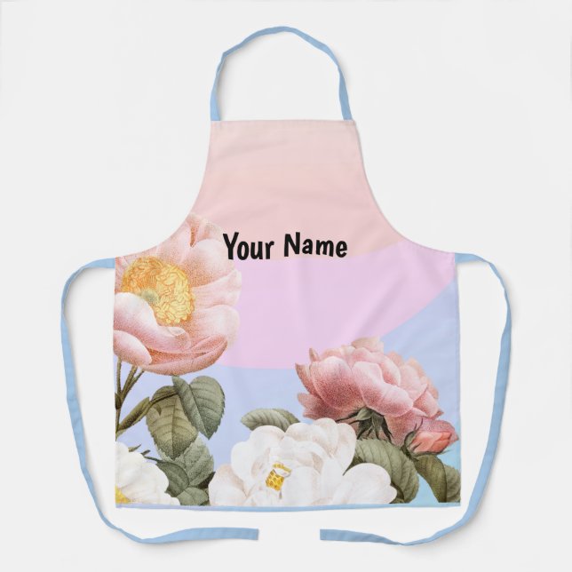 Tablier Modèle pour roses pastel, personnalisable (Recto)