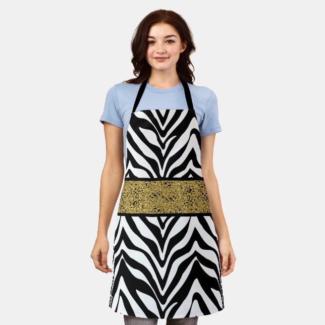 Tablier Modèle Zebra Chic Parties scintillant Or-Look Conf (Porté)