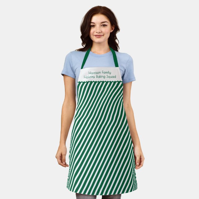 Tablier Modern Christmas Family Holiday Baking Squad Green (Porté)