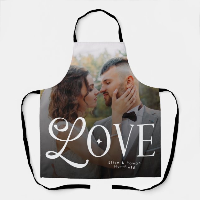 Tablier Modern Love Custom Wedding Photo Couples Monogram (Recto)