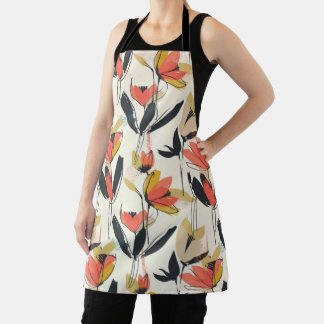 Tablier moderne à fleurs abstraites de printemps t
