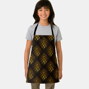 Tablier Moderne Bohème Élégant Motif d'Art Abstrait Doré #