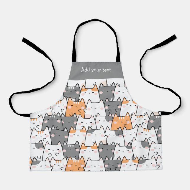 Tablier Moderne Cute Kawaii Funny Chats Motif (Recto)