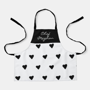 Tablier Moderne Cute Simple Coeurs Filles Noir & Blanc Enf