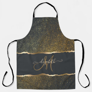 Tablier Moderne Élégant Monogramme au Touché d'Or