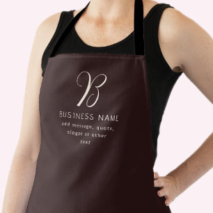 Tablier Moderne Élégant Nom commercial Monogramme   Brun f