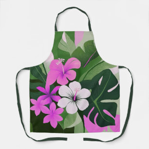Tablier Moderne Hawaïen de milieu de siècle Hibiscus et Pl