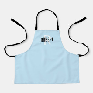 Tablier Moderne liegt bluel noir monogramme nom du garçon