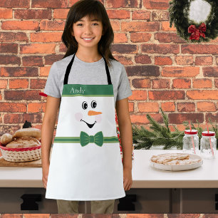 Tablier Moderne mignon Custom Snowman visage Vert Casquett