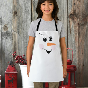 Tablier Moderne mignonne Custom Snowman visage souriant