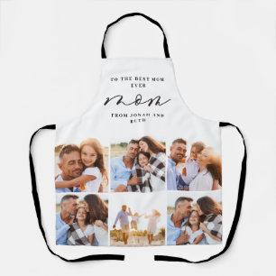 Tablier moderne multi photo collage noir maman cadeau