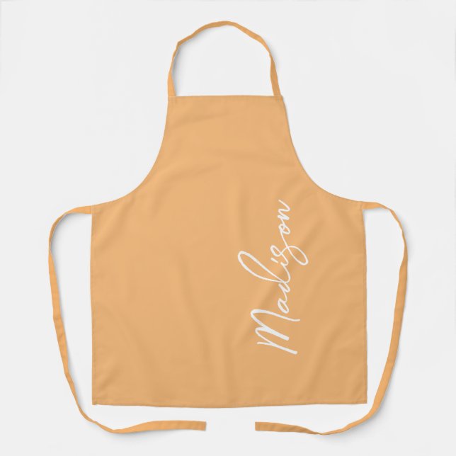Tablier Moderne Pastel Orange Script Personnalisé Femmes (Recto)