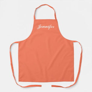 Tablier Moderne Pêche Orange Script femmes Personnalisé