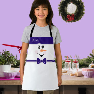 Tablier Moderne Personnalisé Bonhomme de Neige Vis
