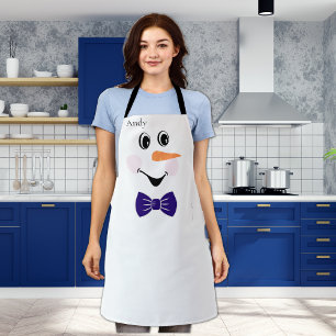 Tablier Moderne Personnalisé Bonhomme de Neige Vis