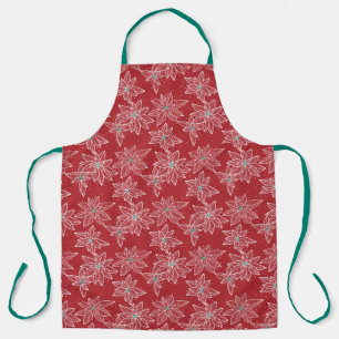 Tablier moderne poinsettia rouge de Noël dessiné à la main