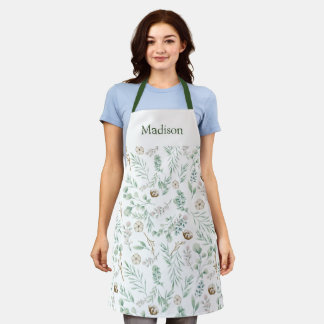 Tablier Moderne Sage Green Eucalyptus Personnalisé