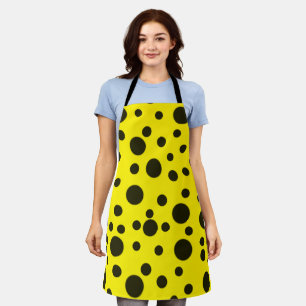 Tablier Moderne Simple Noir pois motif jaune point