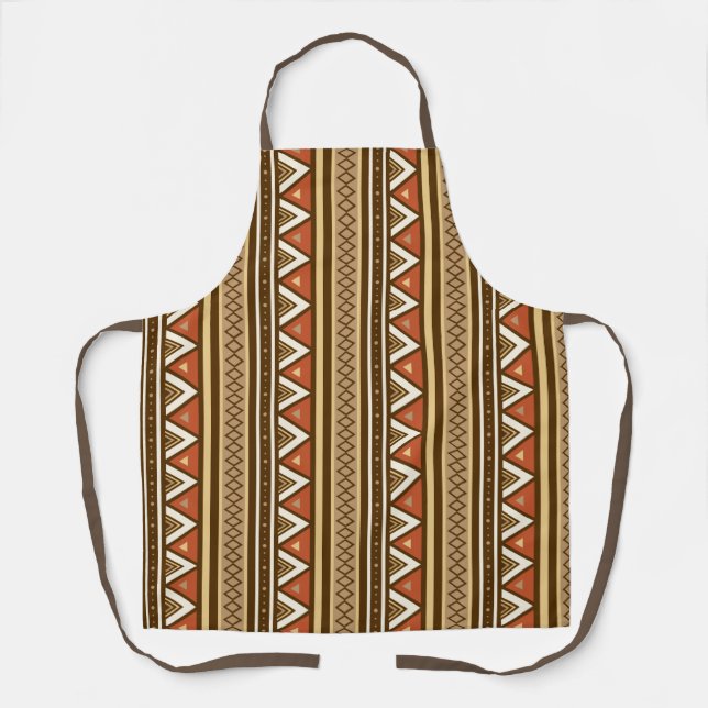 Tablier Moderne Sud-Ouest Géométrique, Brown, Tan & Rust (Recto)